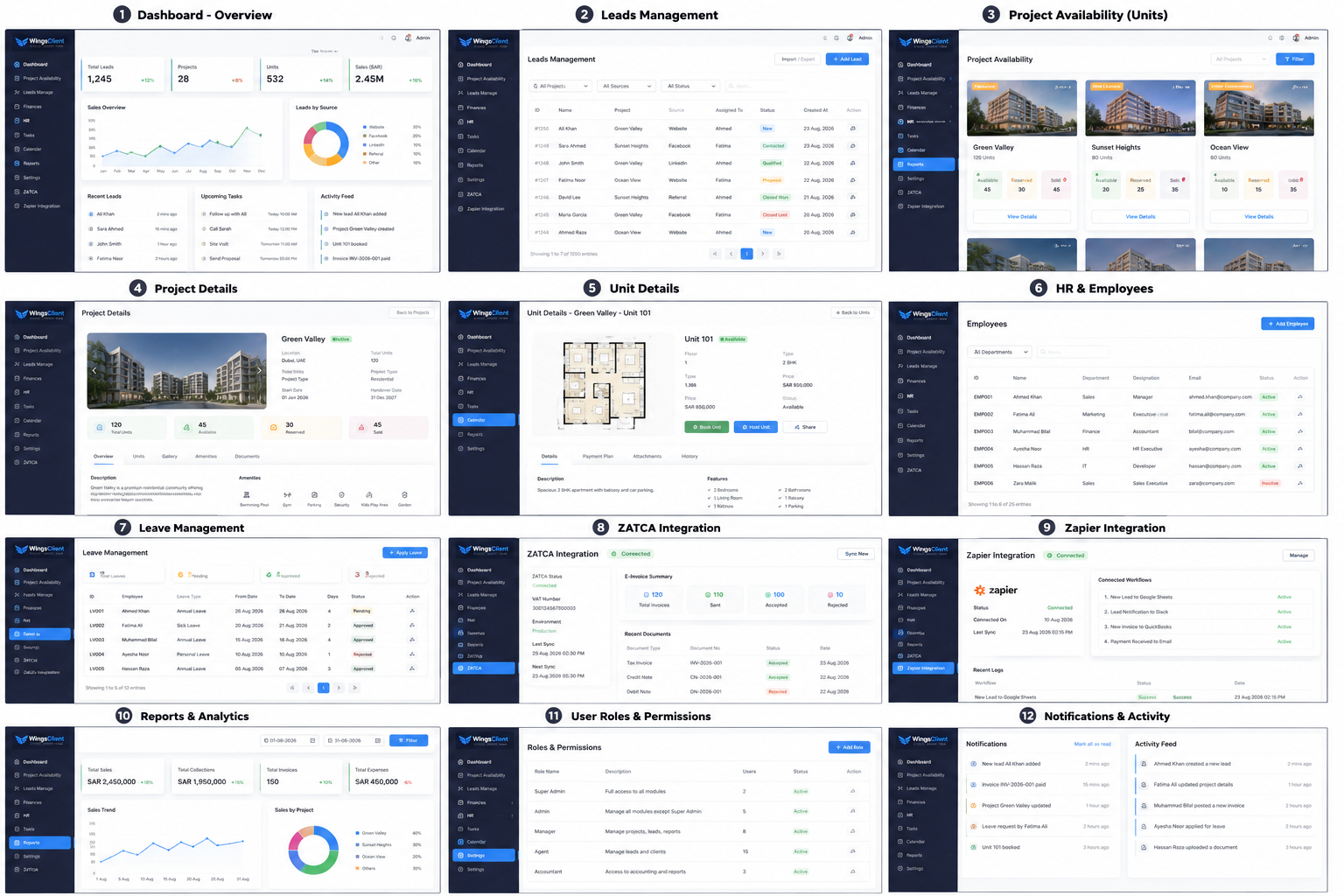 WingsClient Enterprise Real Estate CRM Cloud Portal Dashboard